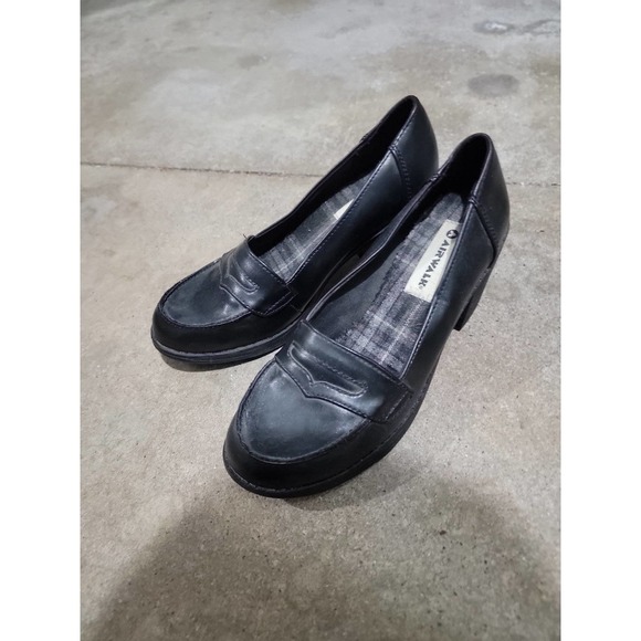 Airwalk Sz 8.5 Black Block Heeled Penny Loafers - Picture 1 of 9